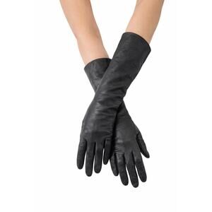 Vintage 50s–60s Alexander’s France Black Leather Silk Lining Opera Gloves size 7